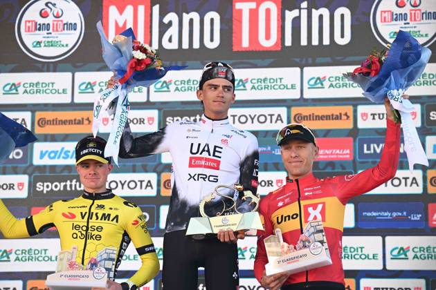 19-03-2025 Milano - Torino; 2025, Uae Team Emirates - Xrg; 2025, Visma - Lease A Bike; 2025, Uno X Mobility; Del Toro Romero, Isaac; Tulett, Ben; Johannessen, Tobias Halland; Superga; 