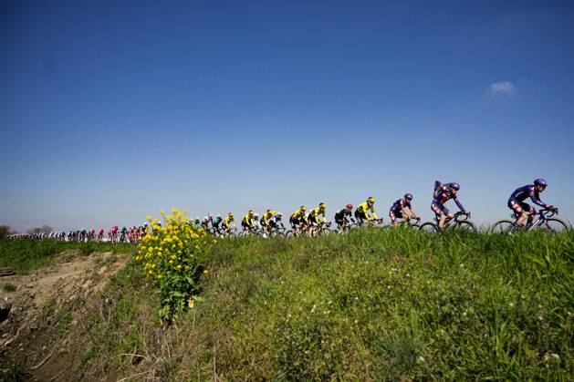 The pack rides during the men s elite race of the Milano-Torino one day cycling race (174km) from Rho to Torino (Superga) - North West Italy- Wednesday, March 19, 2025. - cycling .  Copyright: xMarcoxAlpozzi LaPressex