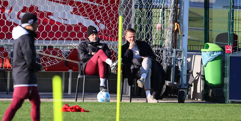 RB Leipzig Training Bundesliga Leipzig, 18 03 2025, RBL Training Center, Fußball Bundesliga , RB LEIPZIG Training , In the picture from left coach Marco Rose RB Leipzig and Sebastian Schuppan RBL sporting director , For editorial use only Only editorial use , Picture Point