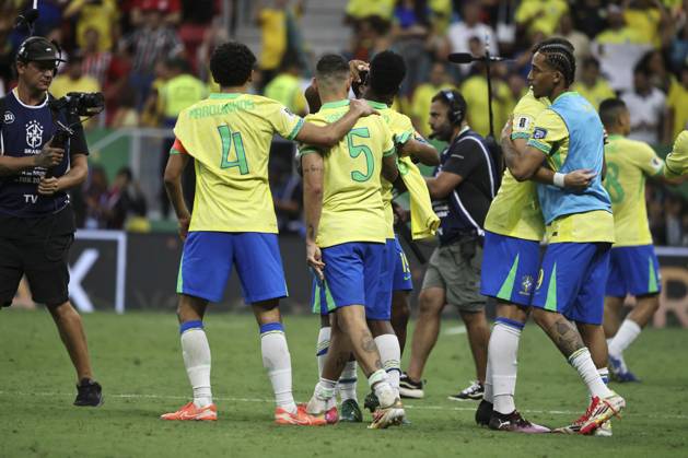 Match between brazil and colombia for the world cup qualifiers in brasilia Brasilia (df), 03 20 2025 - qualifiers 2026 world cup brazil colombia the brazilian national team, Nationalteam celebrates the 2x1 victory, in a match between the brazilian national team and the colombian national team, for the 13th round of the world cup qualifiers at the brb mane garrincha arena, this thursday night, march 20, 2025. (Foto: Leco Viana Thenews2 imago images) SPO Copyright: xLecoxVianax