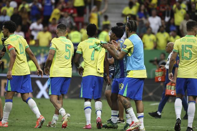 Match between brazil and colombia for the world cup qualifiers in brasilia Brasilia (df), 03 20 2025 - qualifiers 2026 world cup brazil colombia the brazilian national team, Nationalteam celebrates the 2x1 victory, in a match between the brazilian national team and the colombian national team, for the 13th round of the world cup qualifiers at the brb mane garrincha arena, this thursday night, march 20, 2025. (Foto: Leco Viana Thenews2 imago images) SPO Copyright: xLecoxVianax