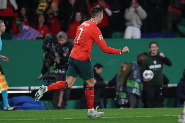 2025 03 23 xJAx Portugal, Lisbon Estadio Jose Alvalade UEFA Nations League 2025 Quarter finals Portugal Denmark v l , Cristiano Ronaldo Portugal Torjubel, Goal celebration, celebrate the goal Copyright: JoaquimxFerreira