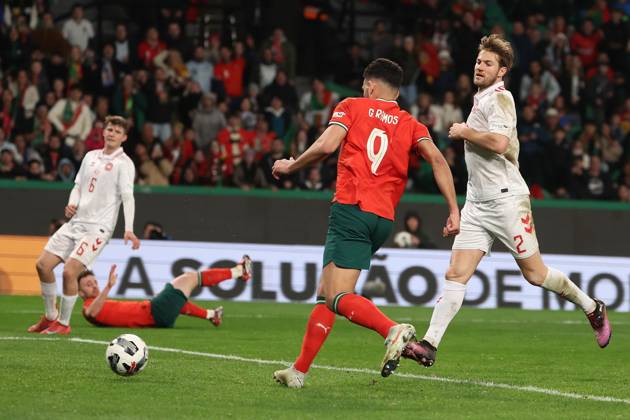 2025 03 23 xJAx Portugal, Lisbon Estadio Jose Alvalade UEFA Nations League 2025 Quarter finals Portugal Denmark v l , Goncalo Ramos Portugal scores the goal to make it 5 2 Copyright: JoaquimxFerreira