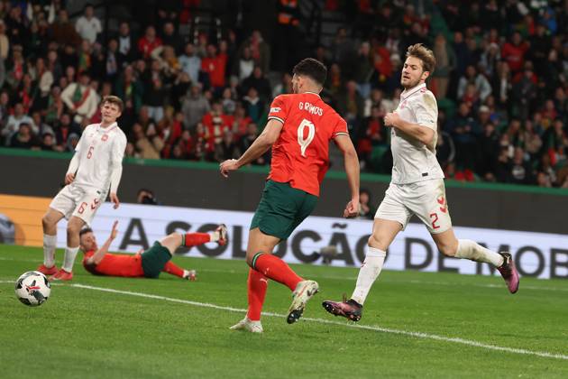 2025 03 23 xJAx Portugal, Lisbon Estadio Jose Alvalade UEFA Nations League 2025 Quarter finals Portugal Denmark v l , Goncalo Ramos Portugal scores the goal to make it 5 2 Copyright: JoaquimxFerreira