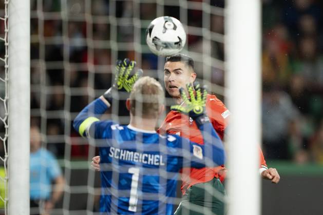 UEFA Nations League Portugal Denmark Portugal s Cristiano Ronaldo in action with Kasper Schmeichel in Denmark s goal during the UEFA Nations League playoff match in League A between Portugal and Denmark at JosÃ Alvalade Stadium in Lisbon, Portugal on Sunday, March 23, 2025 Photo Bo Amstrup Ritzau Scanpix , Lisbon Portugal Mors  Copyright: BoxAmrstrupx xRitzauxScanpix BoxAmstrupx spdk20250324-004253-L