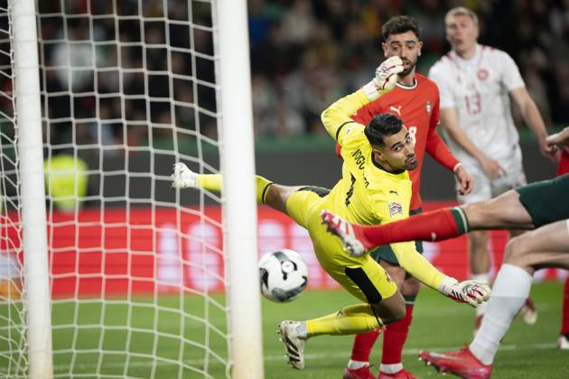 UEFA Nations League Portugal Denmark Portugal s goalkeeper Diogo Costa cannot reach the shot from Denmark s Rasmus Nissen Kristensen, which goes into the goal for 1 1 during the UEFA Nations League playoff match in League A between Portugal and Denmark at JosÃ Alvalade Stadium in Lisbon, Portugal on Sunday, March 23, 2025 Photo Bo Amstrup Ritzau Scanpix , Lisbon Portugal Mors  Copyright: BoxAmrstrupx xRitzauxScanpix BoxAmstrupx spdk20250324-003431-L