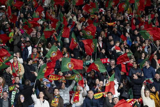 UEFA Nations League Portugal Denmark Portugal s fans during the UEFA Nations League playoff match in League A between Portugal and Denmark at JosÃ Alvalade Stadium in Lisbon, Portugal on Sunday, March 23, 2025 Photo Bo Amstrup Ritzau Scanpix , Lisbon Portugal Mors  Copyright: BoxAmrstrupx xRitzauxScanpix BoxAmstrupx spdk20250324-021959-L