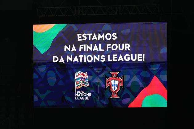 2025 03 23 xJAx Portugal, Lisbon Estadio Jose Alvalade UEFA Nations League 2025 Quarter finals Portugal Denmark v l , Scoreboard Estamos na Final Four Copyright: JoaquimxFerreira