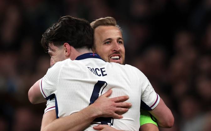 Harry Kane of England celebrates after scoring a goal to put England 2-0 up England v Latvia - UEFA World Cup Qualifiers - Group K Football. Wembley Stadium, London. UK. 24 MAR 2025 Editorial use only  Copyright: xJASONPIX Shutterstockx 15220998f