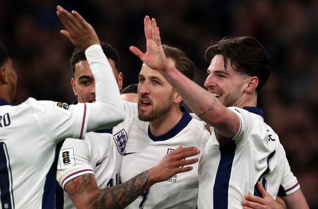 Harry Kane of England celebrates after scoring a goal to put England 2-0 up England v Latvia - UEFA World Cup Qualifiers - Group K Football. Wembley Stadium, London. UK. 24 MAR 2025 Editorial use only  Copyright: xJASONPIX Shutterstockx 15220998g