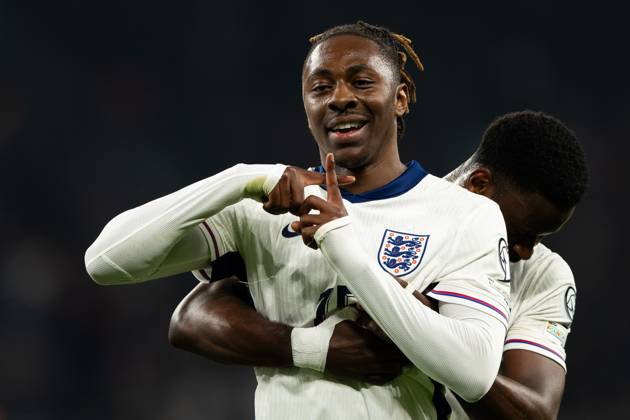 Football; 2026 FIFA World Cup, WM, Weltmeisterschaft, Fussball European Qualifiers; England vs Latvia; Wembley Stadium, Monday 24th March 2025; GOAL 3-0 Eberechi Eze of England scores and celebrates 24 Mar 2025 UEFA Qualification, 1st Round: Group K, England versus Latvia Editorial use only  Copyright: xIanxStephen Shutterstockx 15220701m