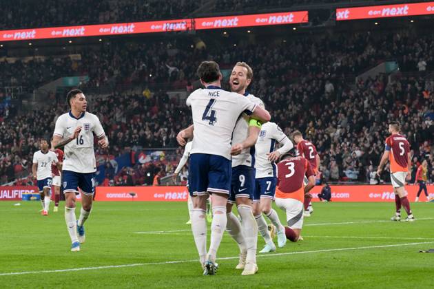 Harry Kane of England scores Englan™s second goal in the second half during the FIFA World Cup, WM, Weltmeisterschaft, Fussball 2026 Qualifier match between England and Latvia at Wembley Stadium, London, England on 24 March 2025. Copyright: xPhilxHutchinsonx 42830013
