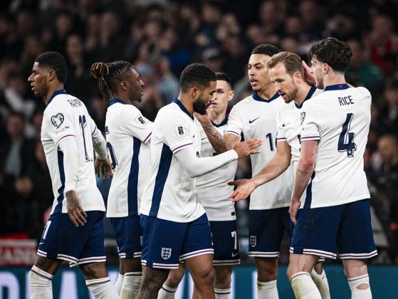 24th March 2025; Wembley Stadium, London, England; FIFA World Cup, WM, Weltmeisterschaft, Fussball Qualifying Group K International Football, England versus Latvia; Harry Kane of England celebrates with his team after scoring in the 68th minute for 2-0  ActionPlus12766433 GodfreyxPitt