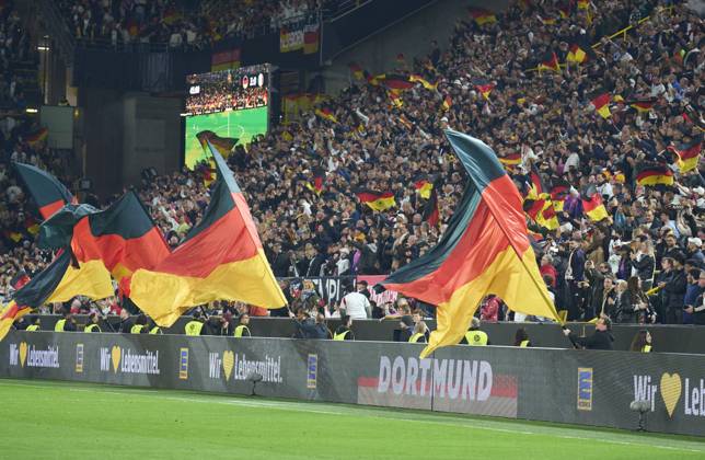 DFB fans in the UEFA Nations League 2025 match GERMANY - ITALY 3-3 in Season 2024 2025 at Mar 23, 2025 in Dortmund, Germany.