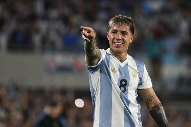 Argentina v Brazil - FIFA World Cup, WM, Weltmeisterschaft, Fussball 2026 Qualifier Enzo Fernandez of Argentina celebrates his goal during the match between Argentina and Brazil in Buenos Aires, Argentina, on March 25. Buenos Aires Buenos Aires Argentina Copyright: xFedericoxPerettix originalFilename:peretti-argentin250321_npSuJ