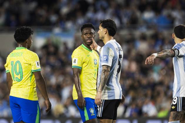 Argentina v Brazil - FIFA World Cup, WM, Weltmeisterschaft, Fussball 2026 Qualifier Vinicius Junior of Brazil looks on during the South of American FIFA World Cup 2026 Qualifier between Argentina and Brazil at Estadio Mas Monumental Antonio Vespucio Liberti on March 25, 2025 in Buenos Aires, Argentina. Buenos Aires Argentina Copyright: xMatiasxBagliettox originalFilename:baglietto-notitle250325_npjEl