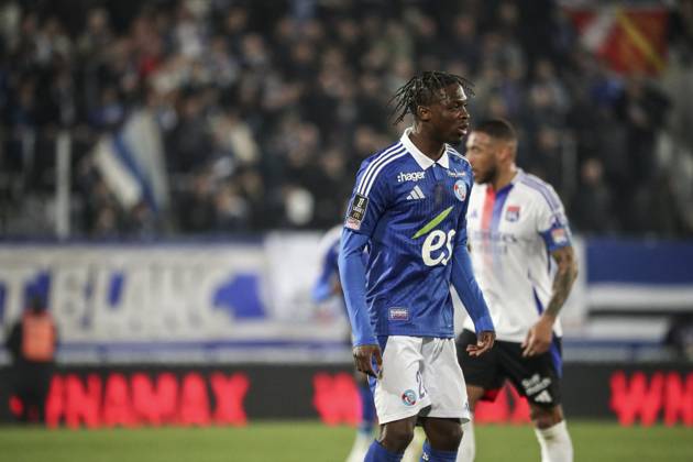 FOOTBALL : Racing Strasbourg vs Olympique de Lyon. - Ligue 1 Stade de la Meinau 28 03 2025 26 Dilane Bakwa (RCS) Copyright: xElyxandroxCEGARRAx