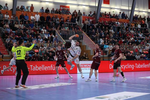 Tobias Wagner HC Erlangen, 55 jumping with the ball , 1 VFL Potsdam vs HC Erlangen, 1 Bundesliga, Daikin, HBL, 29 03 2025 Potsdam Brandenburg Germany Copyright: xFootbowl ThomasxSobotzkix