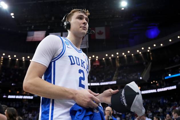 March 29, 2025, Newark, New Jersey, USA: COOPER FLAGG 2 of the Duke Blue Devils of the Duke Blue Devils looks on after Duke s Elite Eight win at the Prudential Center. Newark USA - ZUMA 20250329_mda_l223_071 Copyright: xMatthewxLastx