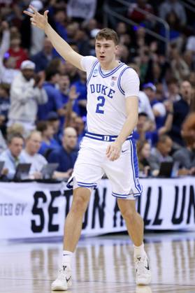 March 29, 2025, Newark, New Jersey, USA: COOPER FLAGG 2 of the Duke Blue Devils reacts during the first half against the Alabama Crimson Tide in their Elite Eight matchup at the Prudential Center. NCAA, College League, USA Basketball 2025: Duke 85:65 Alabama - ZUMA 20250329_mda_l223_080 Copyright: xMatthewxLastx