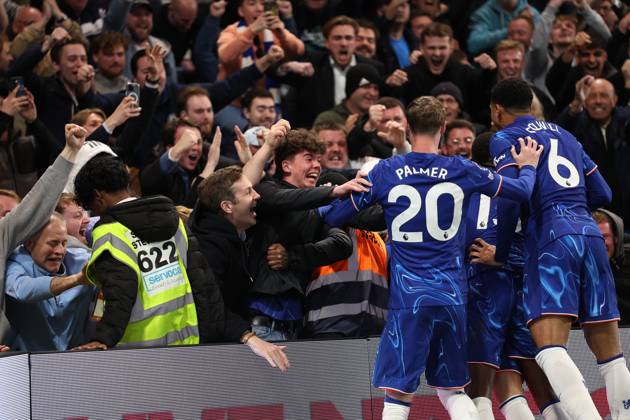 London, England, 3rd April 2025. Enzo Fernandez of Chelsea celebrates scoring his sides opening goal during the Chelsea v Tottenham Premier League match at Stamford Bridge, London. Picture credit should read: David Klein Sportimage EDITORIAL USE ONLY. No use with unauthorised audio, video, data, fixture lists, club league logos or live services. Online in-match use limited to 120 images, no video emulation. No use in betting, games or single club league player publications. SPI_019_DK_Chelsea_Tottenham SPI-3792-0019
