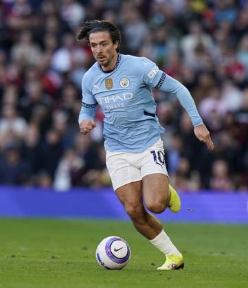 Manchester, England, 6th April 2025. Jack Grealish of Manchester City during the Manchester United, ManU vs Manchester City Premier League match at Old Trafford, Manchester. Picture credit should read: Andrew Yates Sportimage EDITORIAL USE ONLY. No use with unauthorised audio, video, data, fixture lists, club league logos or live services. Online in-match use limited to 120 images, no video emulation. No use in betting, games or single club league player publications. SPI_105_AY_United_City SPI-3814-0106