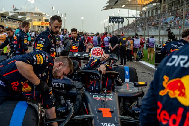 SAKHIR, BAHRAIN: Max Verstappen, racing for the Red Bull Racing team during the 2025 Formula 1 Bahrain Grand Prix at the Bahrain International Circuit in Sakhir, Bahrain