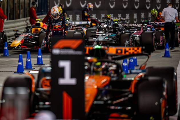 SAKHIR, BAHRAIN: Max Verstappen, racing for the Red Bull Racing team during the 2025 Formula 1 Bahrain Grand Prix at the Bahrain International Circuit in Sakhir, Bahrain
