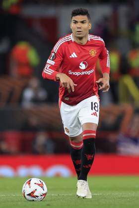 Manchester United, ManU v Olympique Lyonnais Europa League 17 04 2025. Quarter Final leg 2 of 2 Casemiro (18) of Manchester United during the Europa League quarter final second leg match between Manchester United and Olympique Lyonnais at Old Trafford, Manchester, England on 17 April 2025. Manchester Old Trafford Greater Manchester England Editorial use only , Copyright: xConorxMolloyx PSI-21857-0249