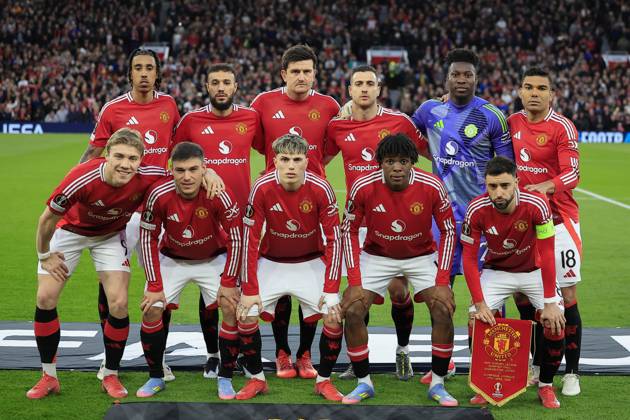 Manchester United, ManU v Olympique Lyonnais Europa League 17 04 2025. Quarter Final leg 2 of 2 The Manchester United team photo before the Europa League quarter final second leg match between Manchester United and Olympique Lyonnais at Old Trafford, Manchester, England on 17 April 2025. Manchester Old Trafford Greater Manchester England Editorial use only , Copyright: xConorxMolloyx PSI-21857-0254