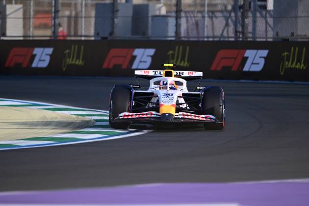 F1 Grand Prix of Saudi Arabia - Practice Liam Lawson of Visa Cash-Up Racing Bulls runs during free practice of the Saudi Arabia GP, the 5th round of the Formula 1 World Championship, WM, Weltmeisterschaft at Jeddah Corniche Circuit in Jeddah, Saudi Arabia, on April 18, 2025. Jeddah Saudia Arabia Copyright: xAndreaxDiodatox originalFilename:diodato-f1saudia250418_npuD7