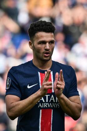 Ligue 1 PSG vs Havre AC - FA Paris Saint-Germain’s forward Goncalo Ramos celebrates scoring a goal during the French L1 football match between Paris Saint-Germain and Havre AC at the Parc des Princes stadium in Paris on Avril 19, 2025. Photo by Firas Abdullah ABACAPRESS.COM Paris Île-de-France France Copyright: xAbdullahxFiras ABACAx