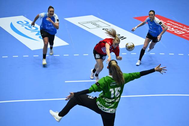 CSM Bucharest vs Team Esbjerg Henny Ella Reistad of Team Esbjerg in action during the EHF Champions League Women 2024 25 Quarter-finals game between CSM Bucharest and Team Esbjerg in Bucharest, April 20, 2025. Alex Nicodim Imago Images Copyright: xAlexxNicodimx