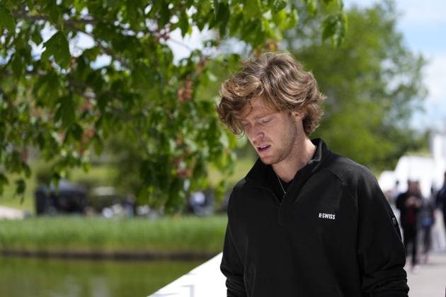 April 21, 2025, Madrid, Madrid, SPAIN: Andrey Rublev during the Mutua Madrid Open 2025, ATP, Tennis Herren Masters 1000 and WTA, Tennis Damen 1000, tennis tournament celebrated at Caja Magica on April 21, 2025 in Madrid, Spain. Madrid SPAIN - ZUMAOpen 20250421_zaa_a181_021 Copyright: xOscarxJ.xBarrosox