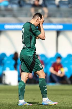 Standard s Sotiris Alexandropoulos reacts during a soccer match between Oud-Heverlee Leuven and Standard de Liege, Saturday 26 April 2025 in Leuven, on day 6 (out of 10) of the Europe Play-offs of the 2024-2025 Jupiler Pro League first division of the Belgian championship. BRUNOxFAHY x121912483x