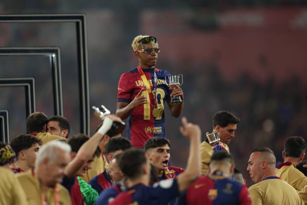 FC Barcelona, Barca Real Madrid CF. Copa del Rey. Final. Lamine Yamal of FC Barcelona during the Copa del Rey match, Final, between FC Barcelona and Real Madrid CF played at La Cartuja Stadium on April 26, 2025 in Sevilla, Spain. kpng Copyright: xPressinphotox AP_240424_BAR_RMA_COP_109