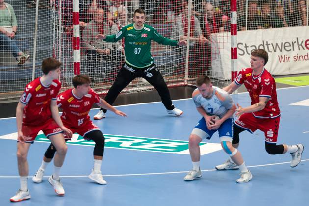 27 04 2025, 2 Handball Bundesliga, Matchday 29, TuSEM Essen Dessau Rosslauer HV, Goalkeeper Dominik Plaue TuSEM Essen , Essen Am Hallo NRW Germany xRHR PHOTO DEx Copyright: DennisxEwert RHR-FOTOx RHR-FOTO DE