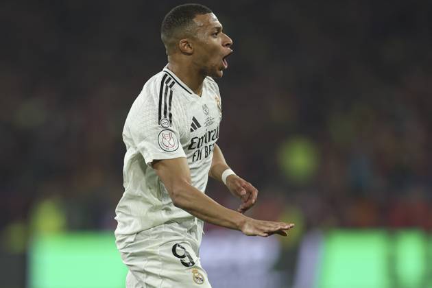 FC Barcelona, Barca Real Madrid CF. Copa del Rey. Final. Kylian Mbappe of Real Madrid during the Copa del Rey match, Final, between FC Barcelona and Real Madrid CF played at La Cartuja Stadium on April 26, 2025 in Sevilla, Spain. Copyright: xPressinphotox AP_240428_BAR-RMA_575