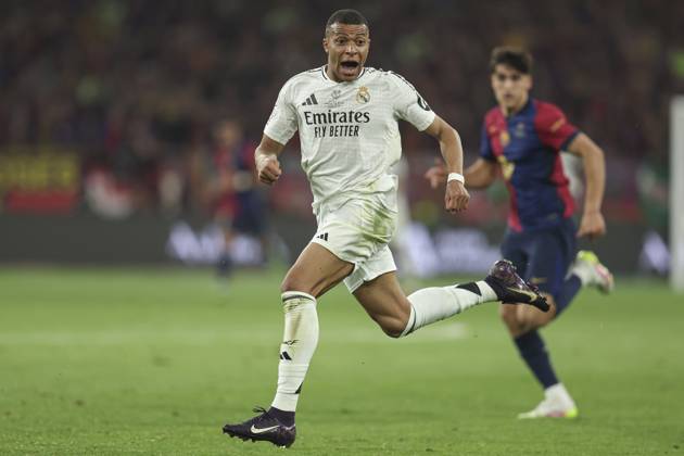 FC Barcelona, Barca Real Madrid CF. Copa del Rey. Final. Kylian Mbappe of Real Madrid during the Copa del Rey match, Final, between FC Barcelona and Real Madrid CF played at La Cartuja Stadium on April 26, 2025 in Sevilla, Spain. Copyright: xPressinphotox AP_240428_BAR-RMA_578
