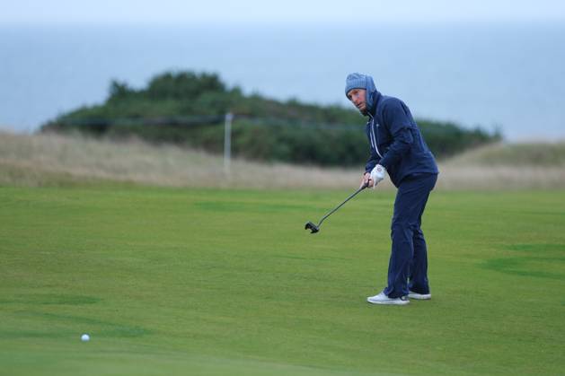 UK: The Alfred Dunhill Links Championship at Kingsbarns, St Andrews, Scotland on 30 September 2022 Pictured: Ex-footballer Mark Noble on the 9th fairway at Kingsbarns during the second round of the Alfred Dunhill Links Championship 2022 St Andrews Fife Scotland Copyright: xAlexxToddx