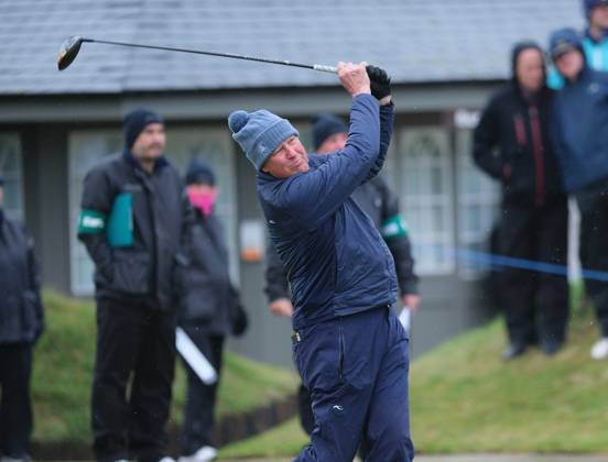UK: The Alfred Dunhill Links Championship at Kingsbarns, St Andrews, Scotland on 30 September 2022 Pictured: Chief Executive of the R&A Martin Slumbers on the 10th tee at Kingsbarns during the second round of the Alfred Dunhill Links Championship 2022 St Andrews Fife Scotland Copyright: xAlexxToddx