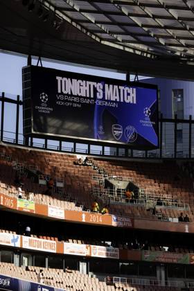 Arsenal FC v Paris Saint-Germain - UEFA Champions League Semi-final First Leg A general view of Emirates Stadium before the UEFA Champions League semi-final first leg match between Arsenal and Paris Saint-Germain in London, England, on April 29, 2025 Copyright: xTaiseixIwamotox