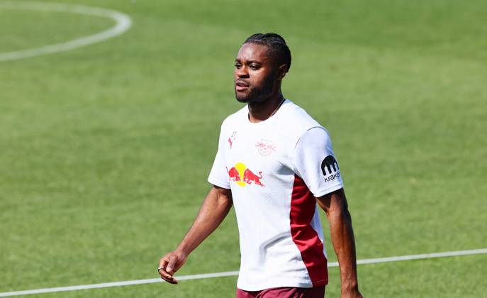 RB Leipzig Training Bundesliga Leipzig, 29 04 2025, RBL Training Center, Fußball Bundesliga , RB LEIPZIG Training , In the picture Ridle Baku 17, RB Leipzig , For editorial use only Only editorial use , Picture Point