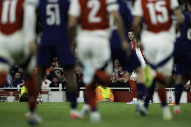 Arsenal FC v Paris Saint-Germain - UEFA Champions League Semi-final First Leg Declan Rice during the UEFA Champions League semi-final first leg match between Arsenal and Paris Saint-Germain at Emirates Stadium in London, England, on April 29, 2025. Copyright: xTaiseixIwamotox