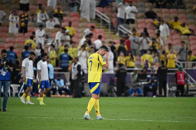 Al Nassr Club (KSA) vs Kawasaki Frontale (JPN) JEDDAH, SAUDI ARABIA - APRIL 30: ronaldo is disappointed about the semi-final exit .Al Nassr Club (KSA) vs Kawasaki Frontale (JPN) during the AFC Champions League Elite match betweenc at alinma bank stadium at king abdullah sports city.