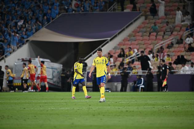 Al Nassr Club (KSA) vs Kawasaki Frontale (JPN) JEDDAH, SAUDI ARABIA - APRIL 30: ronaldo is disappointed Al Nassr Club (KSA) vs Kawasaki Frontale (JPN) during the AFC Champions League Elite match betweenc at alinma bank stadium at king abdullah sports city.