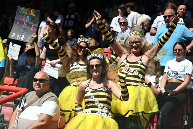 Bristol City v Preston North End EFL Sky Bet Championship 03 05 2025. Preston North End fans dressed in bee fancy dress during the EFL Sky Bet Championship match between Bristol City and Preston North End at Ashton Gate, Bristol, England on 3 May 2025. Bristol Ashton Gate Bristol England Editorial use only DataCo restrictions apply See www.football-dataco.com , Copyright: xGrahamxHuntx PSI-21997-0024