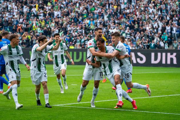 Goal celebration for 1 0 for Borussia Moenchengladbach by Fabia Chiarodia Borussia Moenchengladbach, 02 VfL Borussia Moenchengladbach vs TSG 1899 Hoffenheim, Football, 1 Bundesliga, Matchday 32, Season 2024 2025, 03 05 2025 DFL REGULATES PROHIBIT ANY USE OF PHOTOGRAPHS AS IMAGE SEQUENCES AND OR QUASI VIDEO VfL Borussia Moenchengladbach vs TSG 1899 Hoffenheim, Football, 1 Bundesliga, Matchday 32, Season 2024 2025, 03 05 2025 Moenchengladbach Copyright: xEibner-Pressefoto JustinxDerondex EP_JDU
