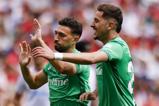 Sevilla FC v CD Leganes - La Liga EA Sports Munir El Haddadi of CD Leganes celebrates a goal during the La Liga EA Sports match between Sevilla FC and CD Leganes at Sanchez Pizjuan in Seville, Spain, on May 4, 2025. Seville Spain Copyright: xDAXxImagesx originalFilename:daximages-sevillaf250504_nppwF