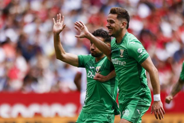 Sevilla FC v CD Leganes - La Liga EA Sports Munir El Haddadi of CD Leganes celebrates a goal during the La Liga EA Sports match between Sevilla FC and CD Leganes at Sanchez Pizjuan in Seville, Spain, on May 4, 2025. Seville Spain Copyright: xDAXxImagesx originalFilename:daximages-sevillaf250504_npvRK